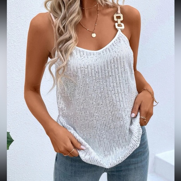 Luxe chain detail sequins cami top - Picture 6 of 6